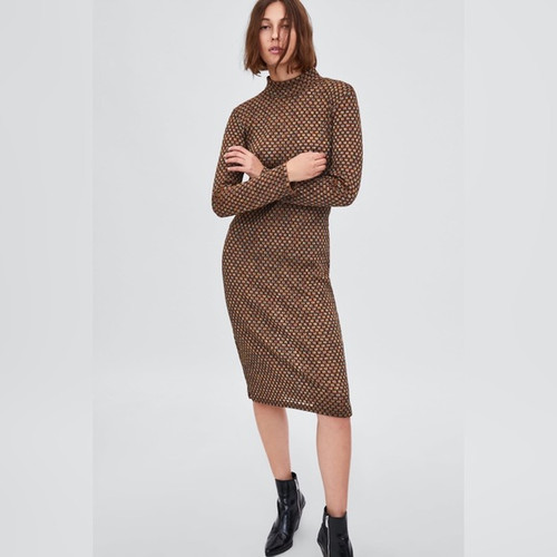 ZARA METALLIC HIGH NECK DRESS sz L