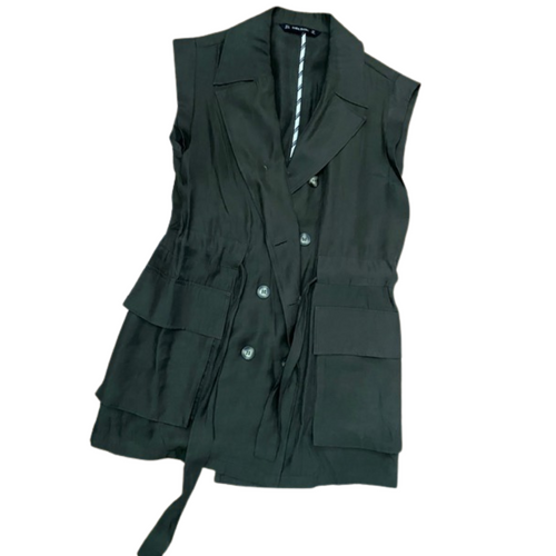 Zara Green Double-breast Long Vest sz Medium
