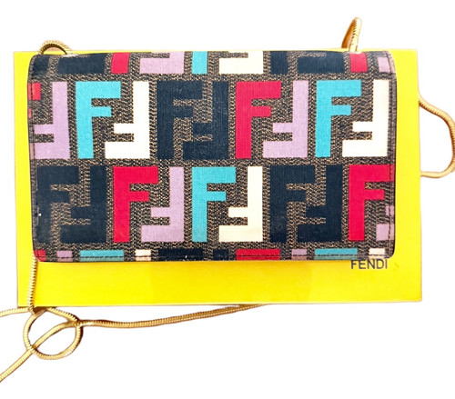 Fendi Multicolor Zucca Print Coated Canvas Wallet on Chain Bag 