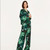 Zara Woman Green Floral Wide Leg Pants sz US S