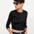 ZARA Black Polka Dot Jacquard Crop Top SZ L