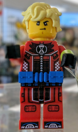 DRM027 LEGO® Cooper - Red Racing Suit, Blue Utility Belt, Hair