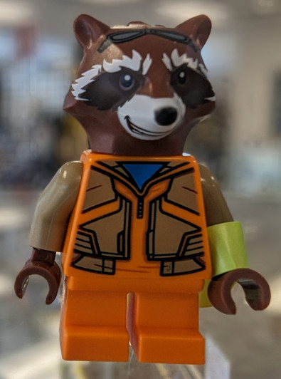 SH858 LEGO® Rocket Raccoon - Orange and Dark Tan Outfit, Reddish Brown Head