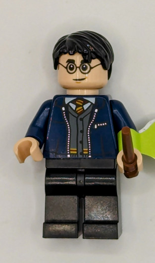 HP346 LEGO® Harry Potter - Dark Blue Open Jacket over Gryffindor Cardigan Sweater, Black Legs