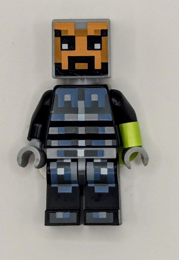 MIN038 LEGO® Minecraft Skin 5 - Pixelated, Male with Black and Silver Armor