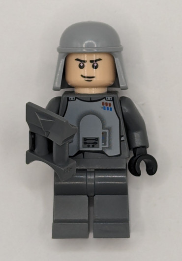 SW0261 LEGO® Imperial Officer with Battle Armor (Captain / Commandant / Commander) - Dark Bluish Gray Legs, Smirk