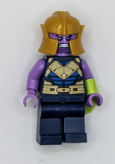 SH906 LEGO® Thanos - Dark Blue Legs Plain, Medium Lavender Arms, Pearl Gold Helmet
