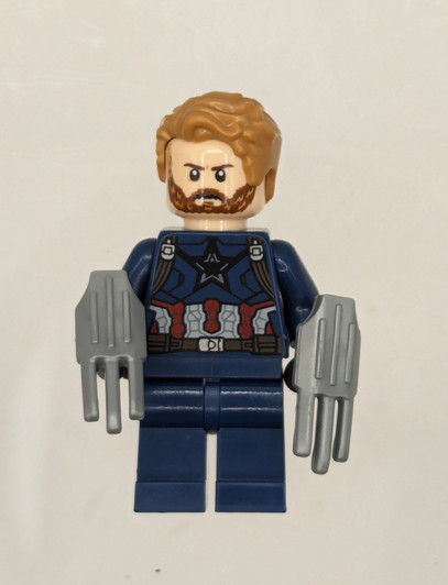 SH495 LEGO® Captain America - Dark Blue Suit, Dark Brown Hands, Hair