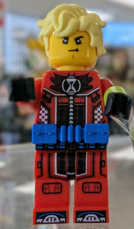 DRM027 LEGO® Cooper - Red Racing Suit, Blue Utility Belt, Hair