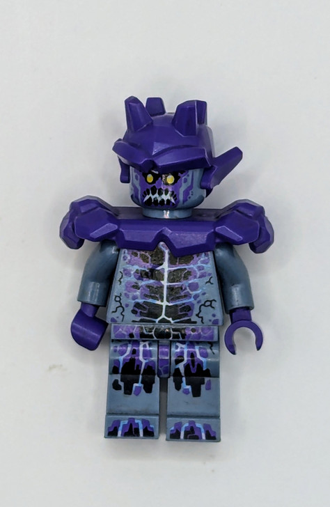 NEX102 LEGO® Stone Stomper - Fully Cracked Open Chest and Legs, Open Mouth, Dark Purple Gargoyle Horns and Shoulder Pads Armor