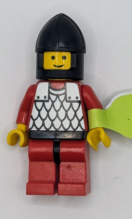 CAS161 LEGO® Scale Mail - Red with Red Arms, Red Legs with Black Hips, Black Chin-Guard