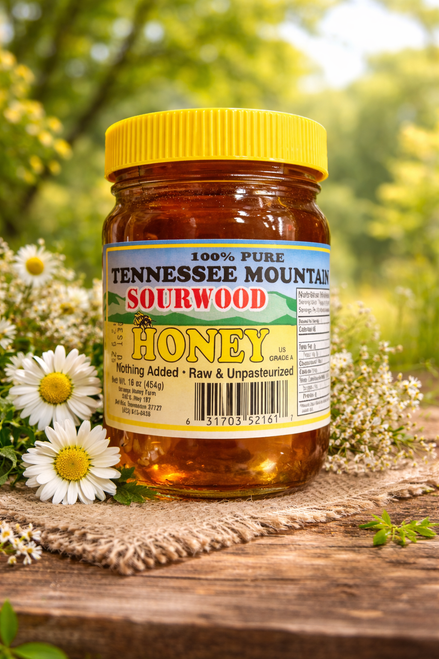 Sourwood honey is prized for its light amber to golden color, sometimes with hints of greenish or reddish hues.
