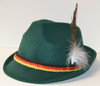 Souvenir Green Hat with Feather  Black, Red, Gold ropes 