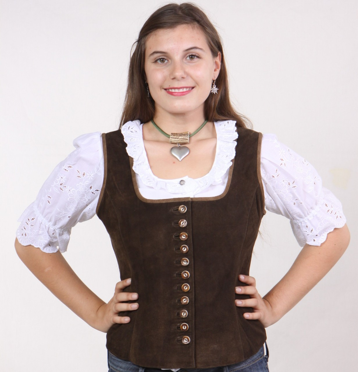 Ladies Leather Vest Button Women's Vests and Spencers German