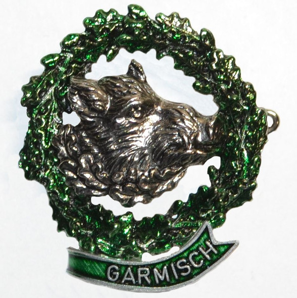 HP8494 Boar in Wreath Hat Pin GARMISCH