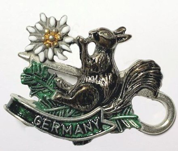 HP8717 Squirrel w/leaves, cane hat pin GERMANY