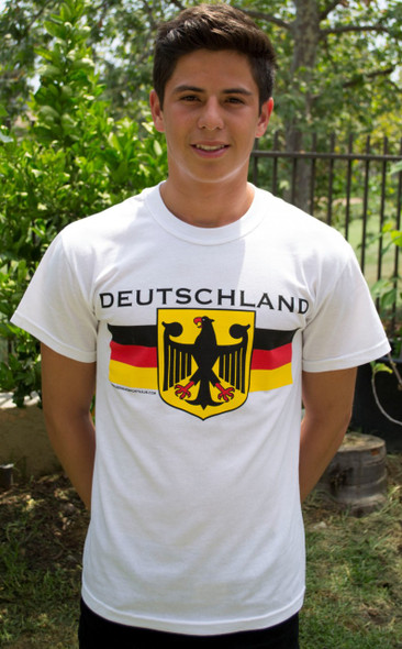 Deutschland Eagle White T-Shirt (DEUTEAG-WH) Adult Screenprinted