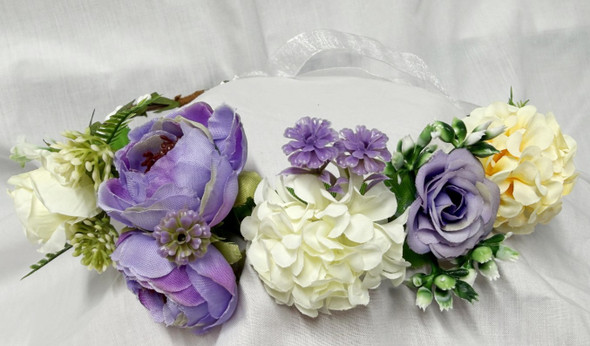 Flowered Hair Crown - lavender, white, peach