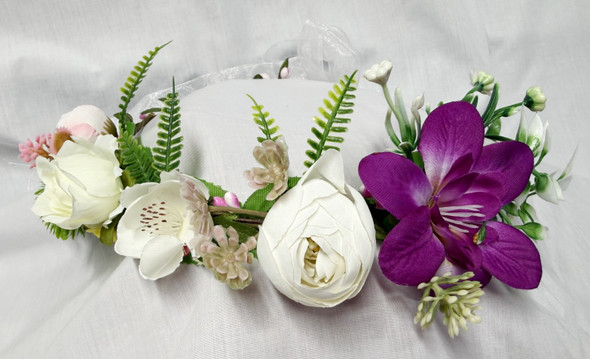 Flowered Hair Crown - pink, white, dark orchid