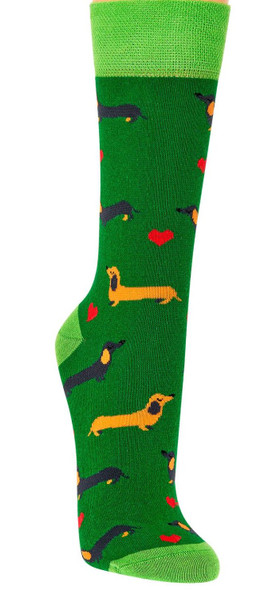 Fun Socks - Dachshund -Green