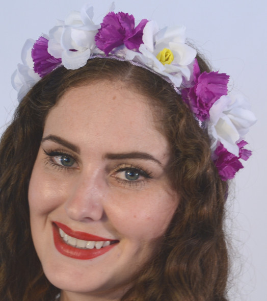 Oktoberfest Hair Garland (GAR-1004PURPLE) Purple/White Flowers