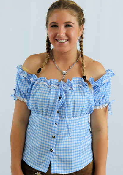 Josie Blouse blue and white check Clearance