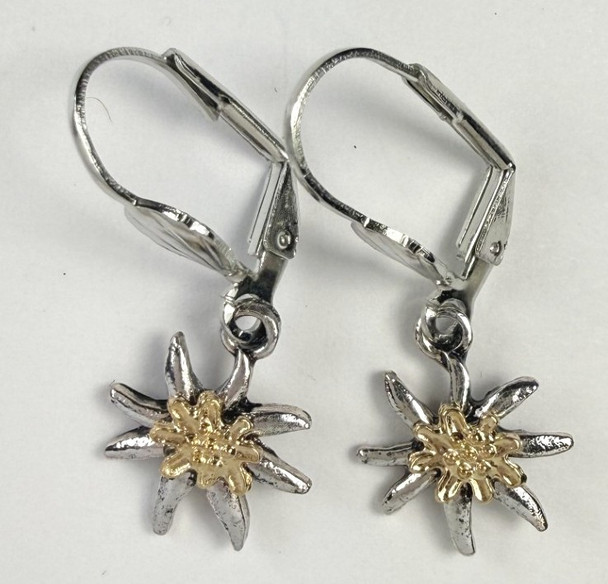 JE212 Bicolor hanging Edelweiss earrings