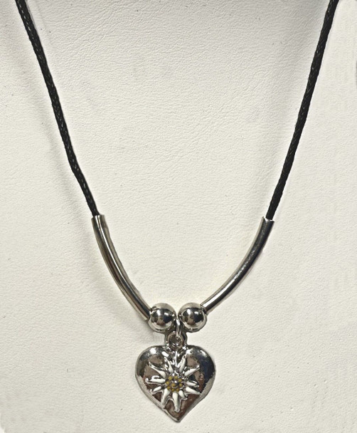 JN106 Painted Edelweiss Heart necklace