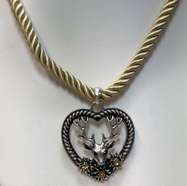 JN116 Deerhead Heart Necklace assorted colors