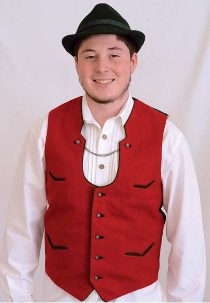 Mens Red Wool Vest "V" Pockets (final sale)