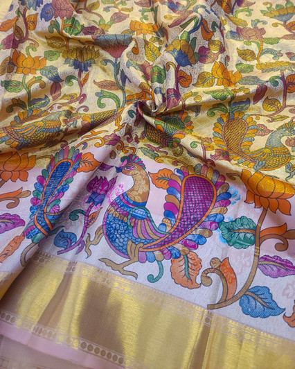 Peach kalamkari kanchi