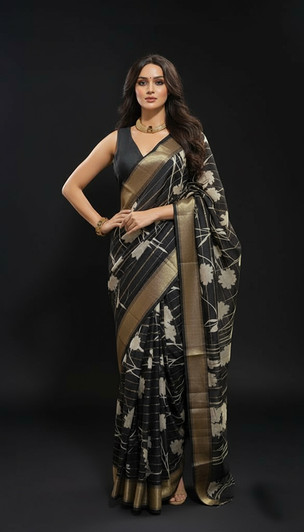 Ikkat ChanderiBlack and white