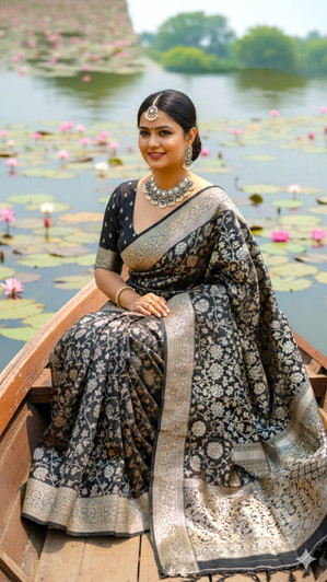 Knight black Resham Georgette