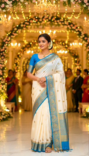 Vidya Balan Pure Silk Turq border