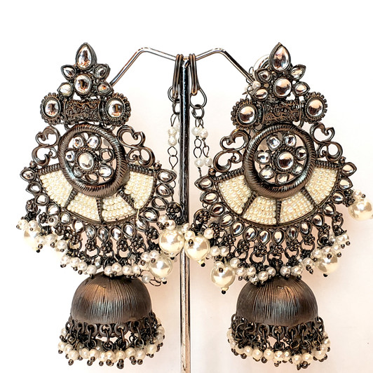 Oxidized w/beads Jhumka