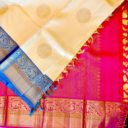 Kanchipuram Silk Bl/RE Ganga Jamuna