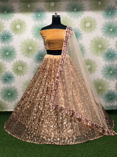 Satin Seq Lehenga Yellow Satin Seq Lehenga Yellow
