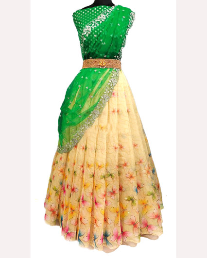 Organza Floral Lehenga Yellow