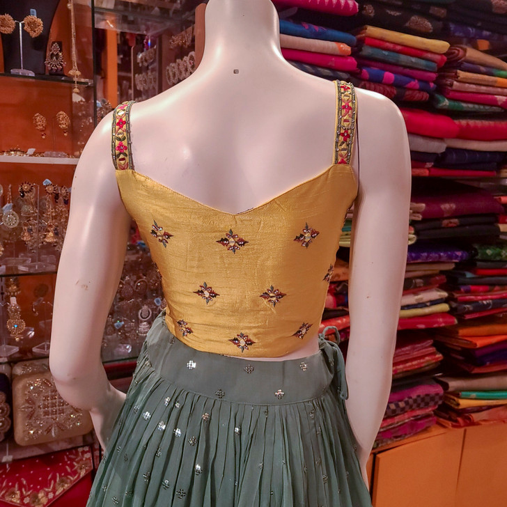 Des Lehenga Teal/ Yellow