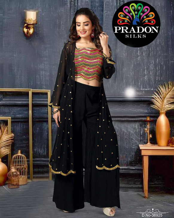 Palazzo set  Black Emb Top