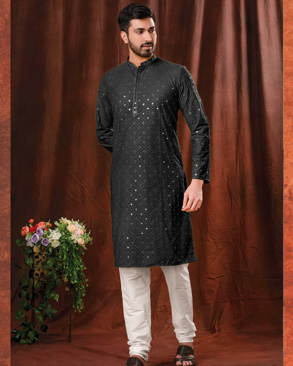 MIRROR KURTA SET BLACK