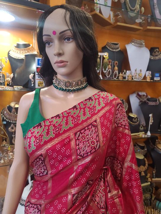 Ajrakh printing insp saree