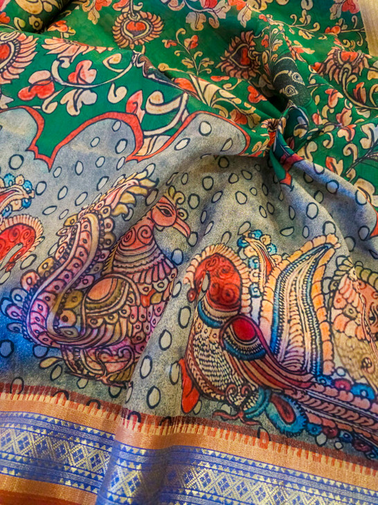 Kalamkari Linen print Green