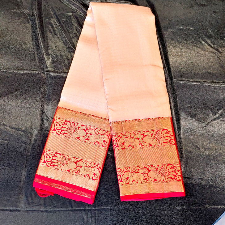 Brocade Kanchipuram  Red/Off Wht