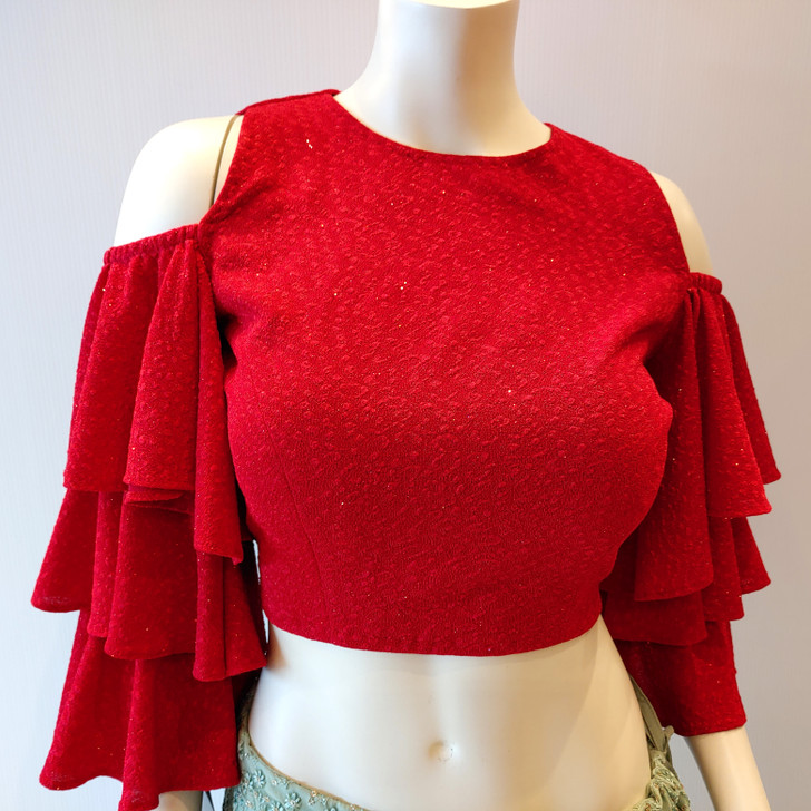 Ruffle SL Boat Neck Red