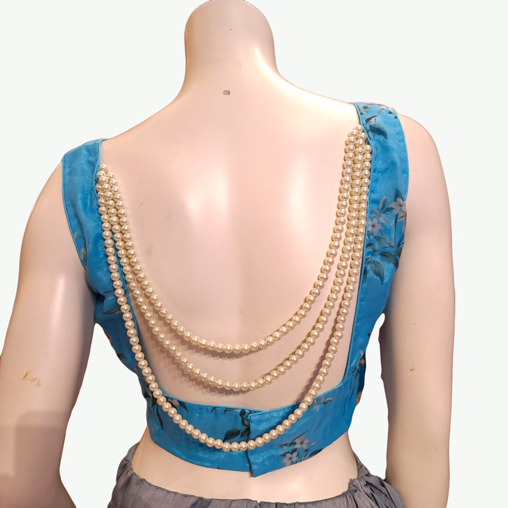 Org Blouse Pearls SkyBlue