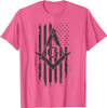 Mens Masonic American Flag Square and Compass - Freemason T-Shirt