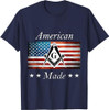 American Made Masonic USA Flag Square Compass Freemason T-Shirt