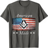 American Made Masonic USA Flag Square Compass Freemason T-Shirt