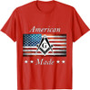 American Made Masonic USA Flag Square Compass Freemason T-Shirt